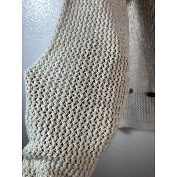 VTG Y2K Christopher & Banks Cat Sweater Women's Large Ivory Ramie Cotton - Picture 6 of 14